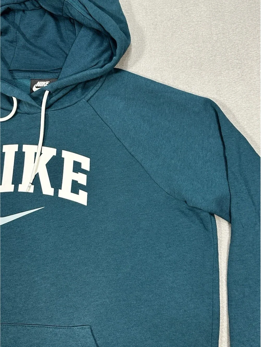 Nike Hoodie Mens Medium Green Spell Out Swoosh Pullover Sweatshirt